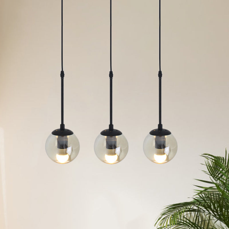 Industrial Hanging Pendant Light Kit - Clear Glass Black Cluster Globe With 3/5/10 Heads