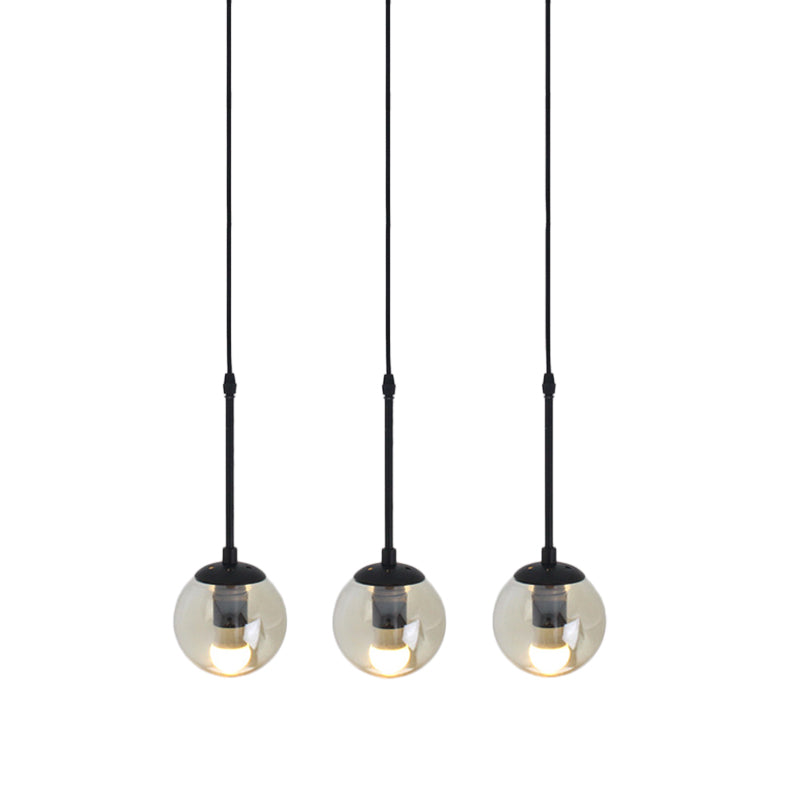 Minimalist Clear Glass Black Pendant Light with Clustered Globes - Industrial Hanging Lamp Kit (3/5/10 Heads) and Linear/Round Canopy