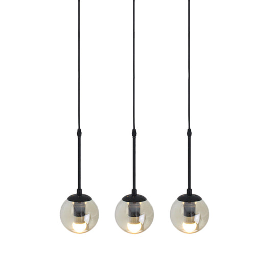 Industrial Hanging Pendant Light Kit - Clear Glass Black Cluster Globe With 3/5/10 Heads