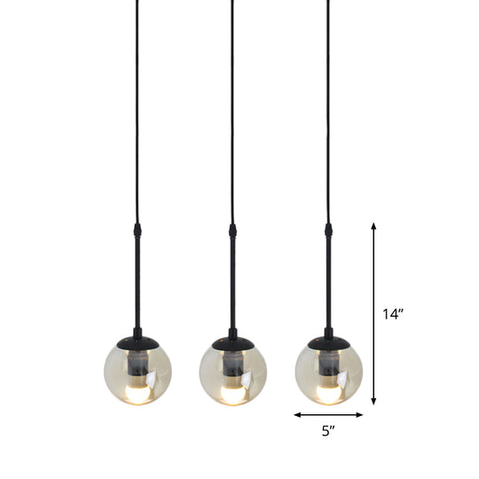 Minimalist Clear Glass Black Pendant Light with Clustered Globes - Industrial Hanging Lamp Kit (3/5/10 Heads) and Linear/Round Canopy