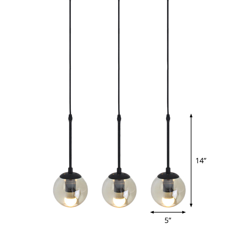 Industrial Hanging Pendant Light Kit - Clear Glass Black Cluster Globe With 3/5/10 Heads