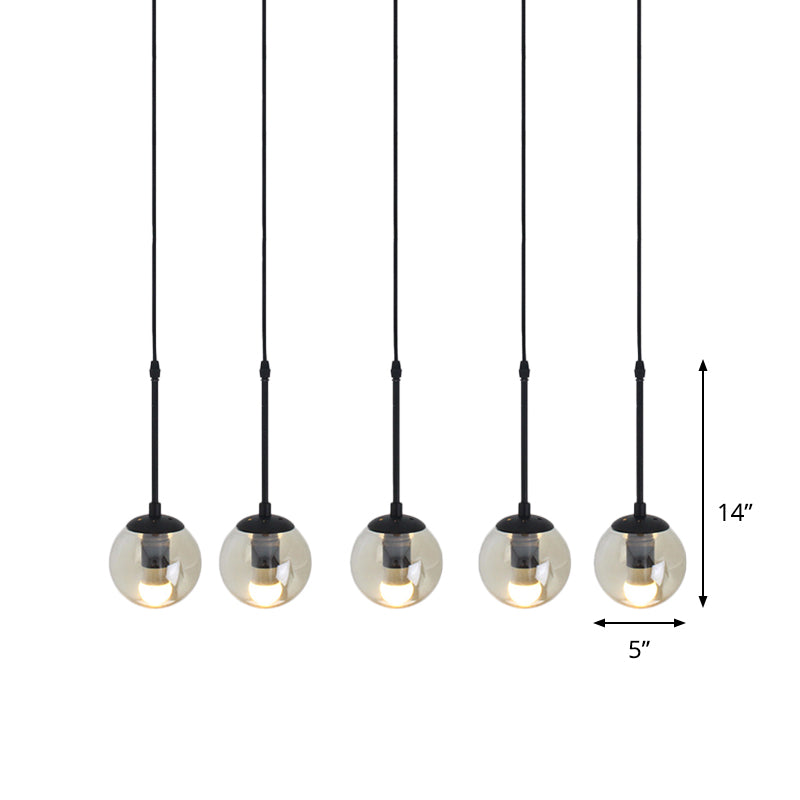 Industrial Hanging Pendant Light Kit - Clear Glass Black Cluster Globe With 3/5/10 Heads