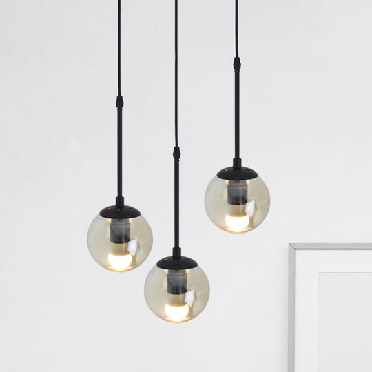 Minimalist Clear Glass Black Pendant Light with Clustered Globes - Industrial Hanging Lamp Kit (3/5/10 Heads) and Linear/Round Canopy