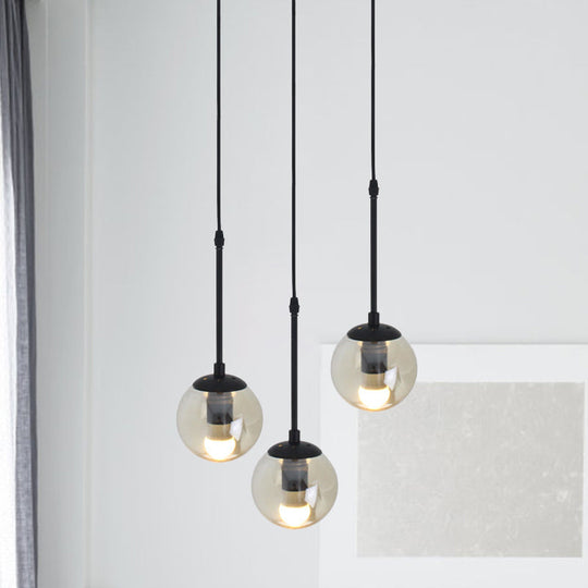 Industrial Hanging Pendant Light Kit - Clear Glass Black Cluster Globe With 3/5/10 Heads