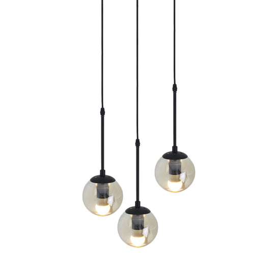 Minimalist Clear Glass Black Pendant Light with Clustered Globes - Industrial Hanging Lamp Kit (3/5/10 Heads) and Linear/Round Canopy