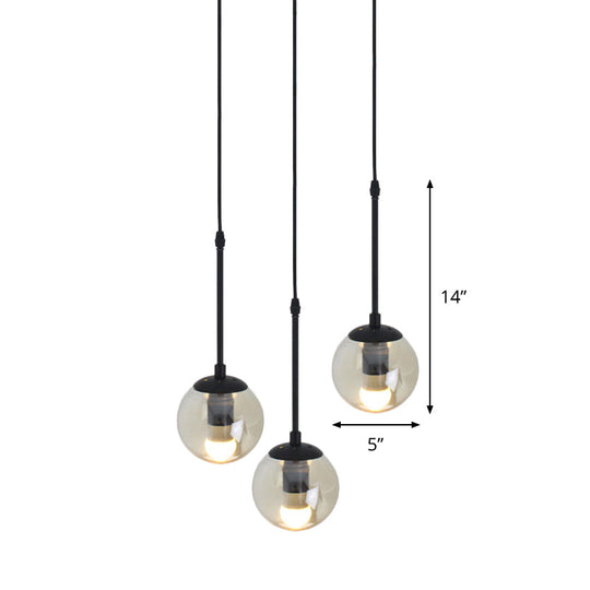 Minimalist Clear Glass Black Pendant Light with Clustered Globes - Industrial Hanging Lamp Kit (3/5/10 Heads) and Linear/Round Canopy