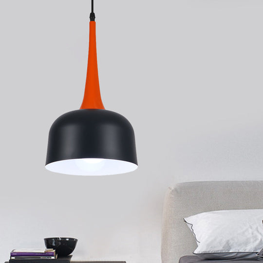 Black Drum Shade Pendant Light with Factory Metal Frame - Stylish 1-Light Suspension Lamp for Dining Room