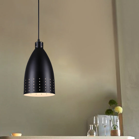 Farmhouse Aluminum Dome Pendant Lamp - Black Etched, 6.5"/9"/12" Wide, 1-Light Down Lighting for Dining Room