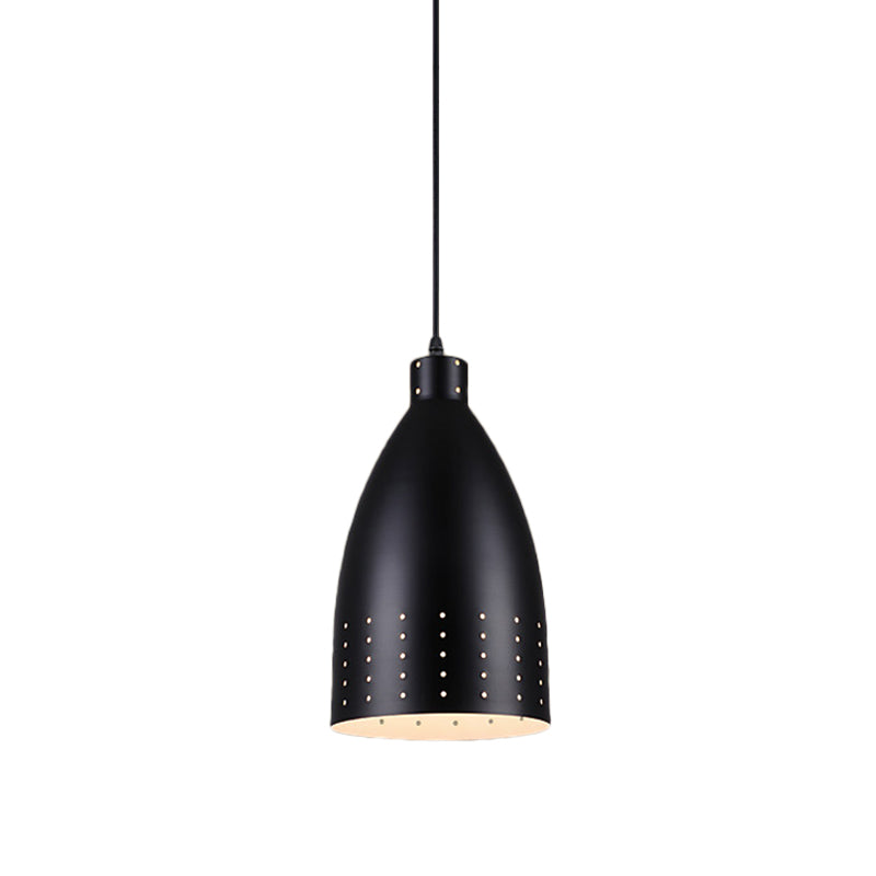 Farmhouse Aluminum Dome Pendant Lamp - Black Etched, 6.5"/9"/12" Wide, 1-Light Down Lighting for Dining Room