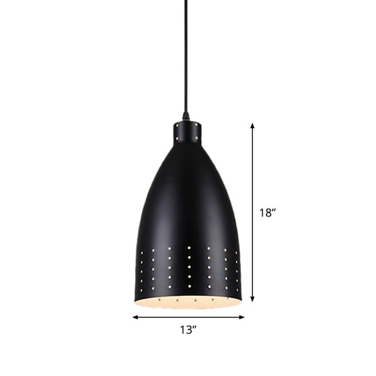 Farmhouse Aluminum Dome Pendant Lamp - Black Etched, 6.5"/9"/12" Wide, 1-Light Down Lighting for Dining Room