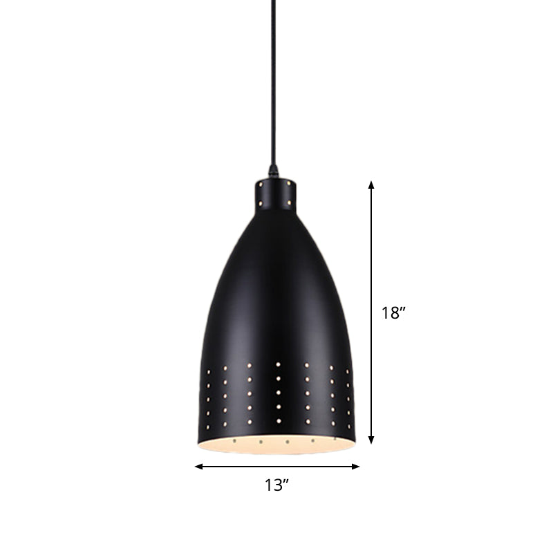 Black Etched Dome Pendant Lamp - Farmhouse Aluminum Multiple Sizes 1-Light Dining Room Down Lighting