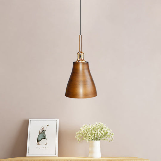 Vintage Metallic Cone/Bowl Pendant Light – 6"/11" Wide – 1-Light – Brown Finish for Dining Room Ceiling