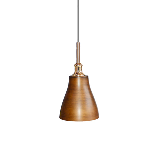 Vintage Metallic Cone/Bowl Pendant Light – 6"/11" Wide – 1-Light – Brown Finish for Dining Room Ceiling