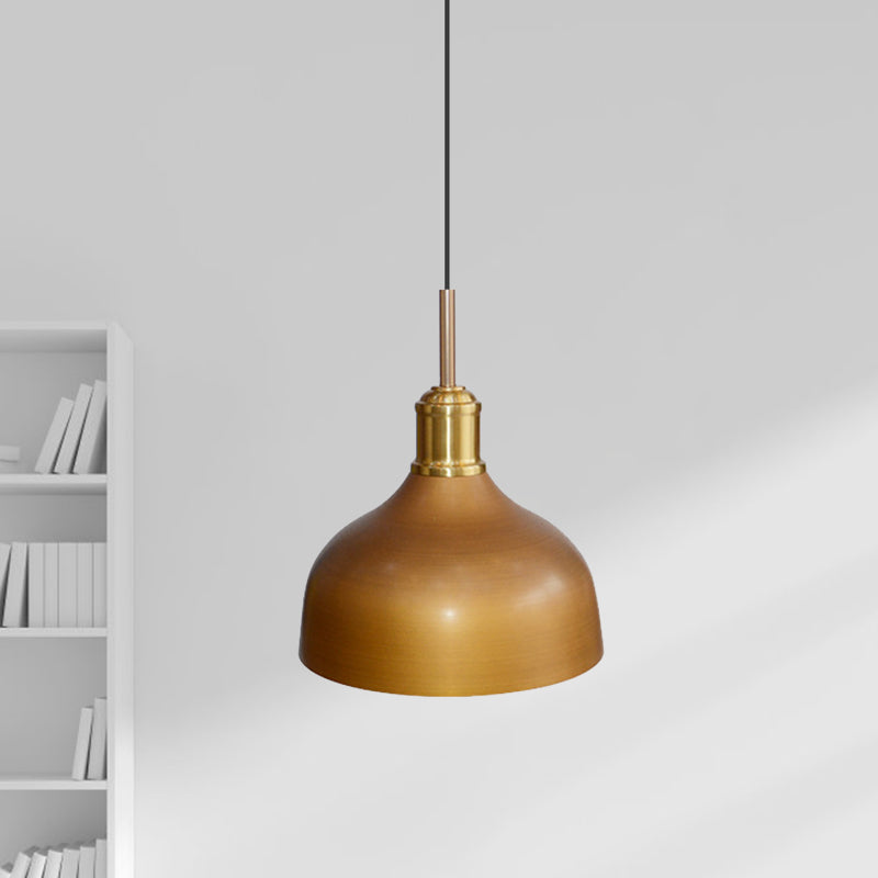 Vintage Metallic Cone/Bowl Pendant Light – 6"/11" Wide – 1-Light – Brown Finish for Dining Room Ceiling