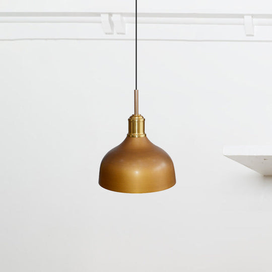 Vintage Metallic Pendant Lighting - Cone/Bowl Design 6/11 Wide 1-Light Brown Finish Dining Room