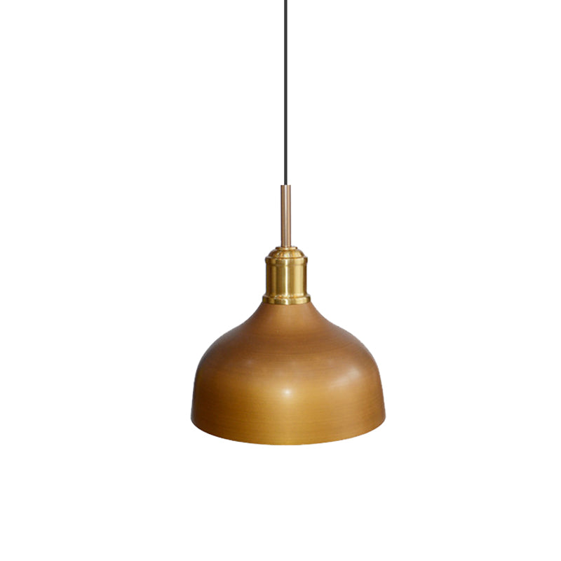 Vintage Metallic Cone/Bowl Pendant Light – 6"/11" Wide – 1-Light – Brown Finish for Dining Room Ceiling