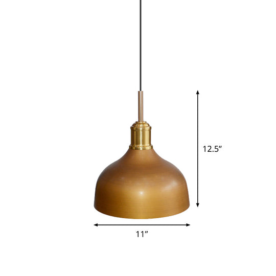 Vintage Metallic Cone/Bowl Pendant Light – 6"/11" Wide – 1-Light – Brown Finish for Dining Room Ceiling