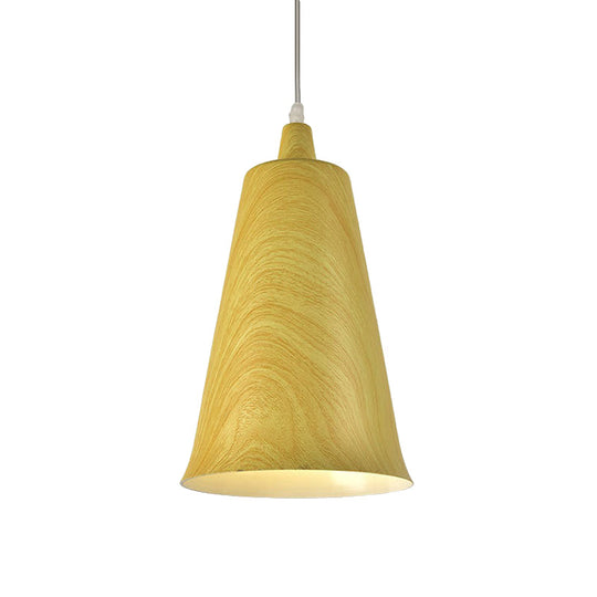 Farmhouse Style 1-Light Metal Pendant Fixture - White/Yellow/Brown Deep Cone Living Room Hanging