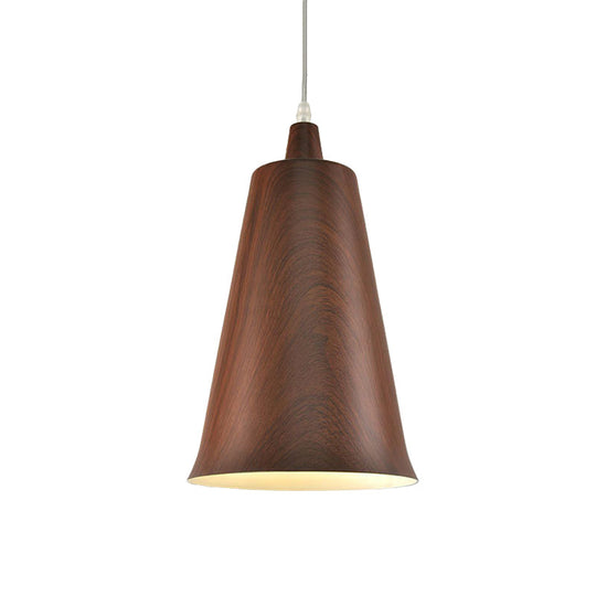 Farmhouse Style 1-Light Metal Pendant Fixture - White/Yellow/Brown Deep Cone Living Room Hanging