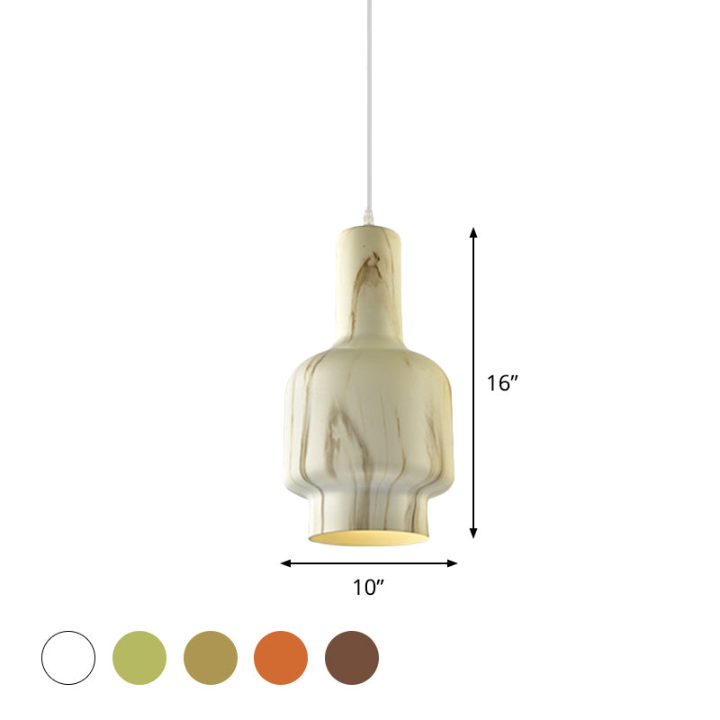 White/Green Pendant Ceiling Light - Aluminum Water Pot Suspension Lighting For Living Room