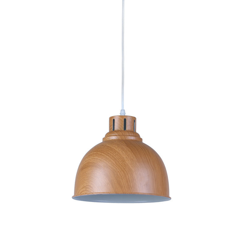 Vintage Aluminum Pendant Light with Brown Dome Shade for Dining Room