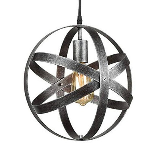 Industrial 1 Light Spherical Metal Pendant Lamp in Gold/Aged Silver - Ideal for Dining Tables & Living Rooms