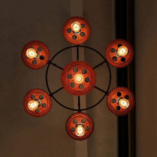 Vintage 3/7-Head Pendant Lighting | Antique Style Dark Rust Metal Chandelier for Restaurants