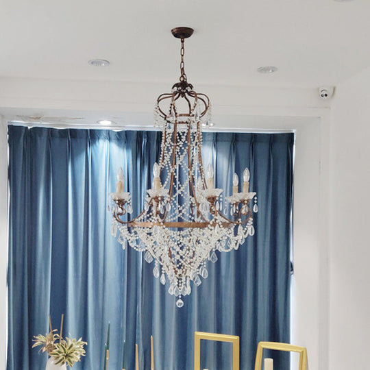 Rustic Countryside 8-Head Crisscrossed Crystal Pendant Chandelier