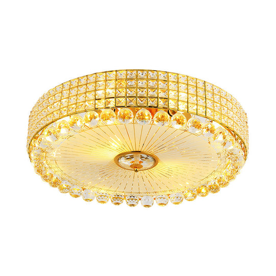 Crystal Beveled Flush Mount LED Ceiling Light in Silver/Gold, 16/23.5 Inch Dia