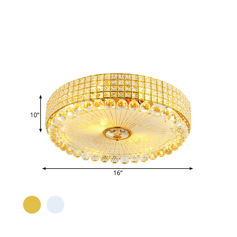 Crystal Beveled Flush Mount LED Ceiling Light in Silver/Gold, 16/23.5 Inch Dia