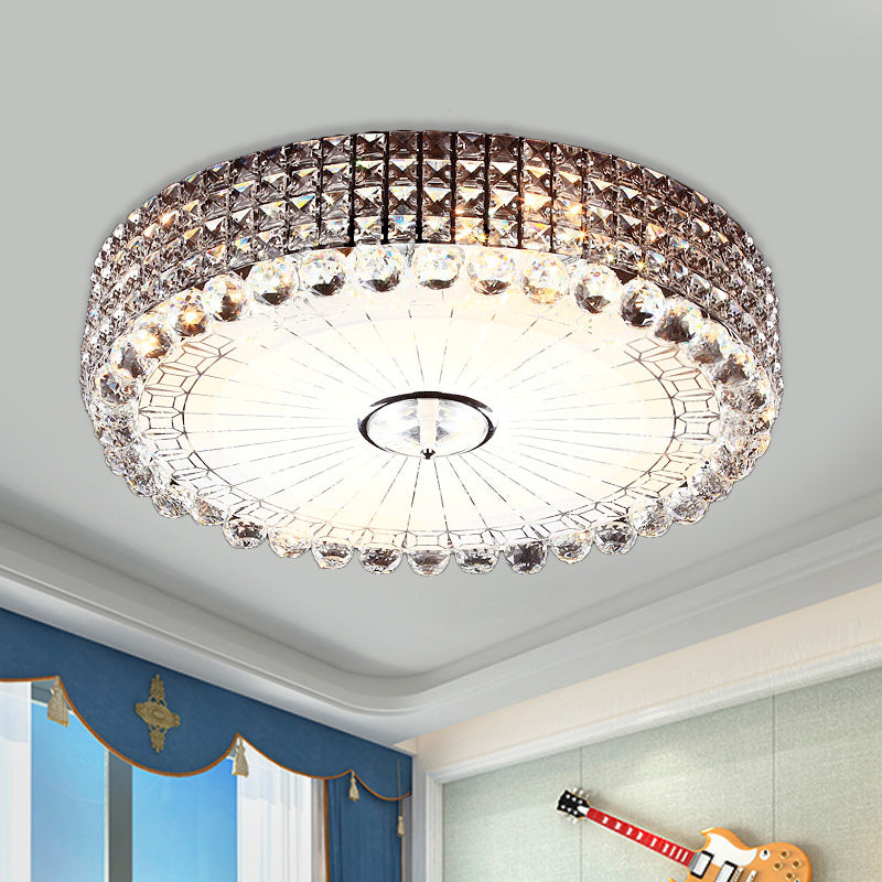 Crystal Beveled Flush Mount LED Ceiling Light in Silver/Gold, 16/23.5 Inch Dia