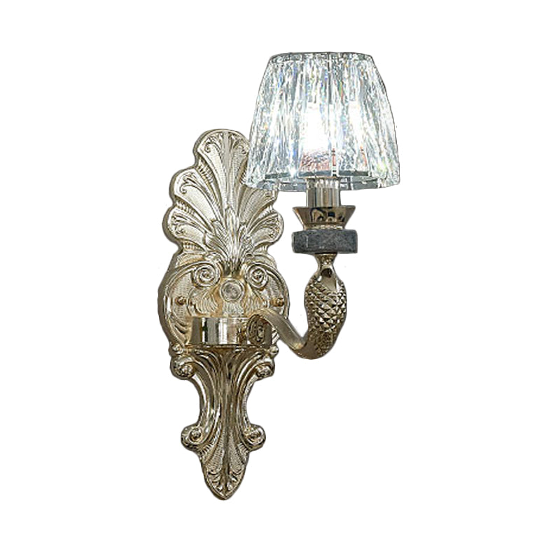 Gold K9 Crystal Cone Shade Wall Sconce Light - Antique Style Ideal For Dining Room Half-Bulb Lamp