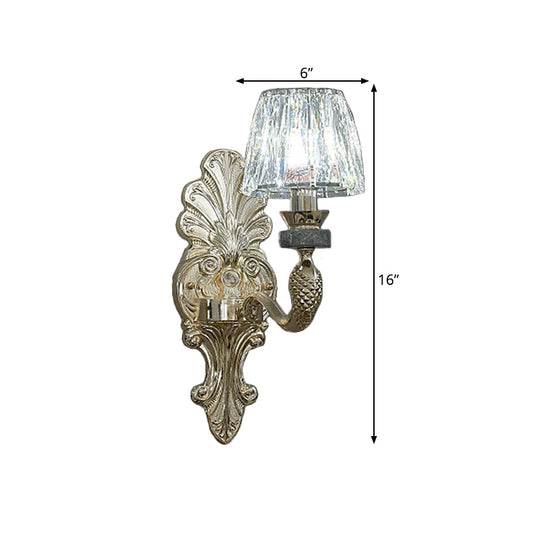 Gold K9 Crystal Cone Shade Wall Sconce Light - Antique Style Ideal For Dining Room Half-Bulb Lamp