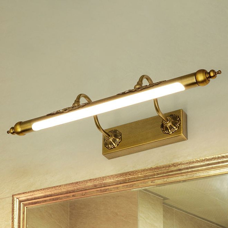 Modern Metallic Linear Vanity Light - Led Brass Wall Sconce Lighting For Bathroom (18/21.5 Wide)