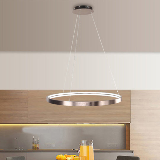 Modern Led Chandelier Light - 16/23.5/31.5 Dia Acrylic Shade Brown Ring Warm/White/Natural