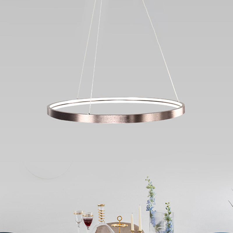 Modern Led Chandelier Light - 16/23.5/31.5 Dia Acrylic Shade Brown Ring Warm/White/Natural