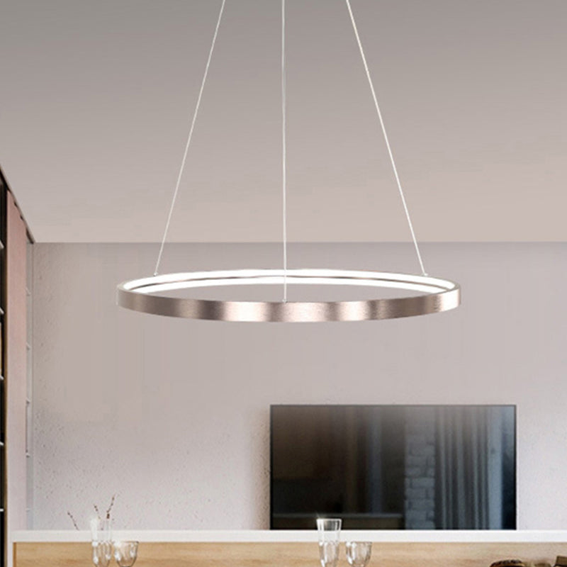 Modern Led Chandelier Light - 16/23.5/31.5 Dia Acrylic Shade Brown Ring Warm/White/Natural