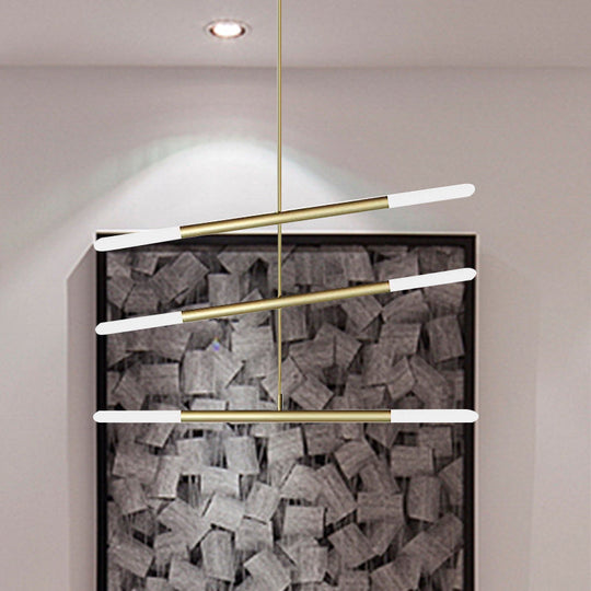 Tube Chandelier Led Ceiling Pendant Light - Modern Black/White/Gold Design 2/4/6-Light Options