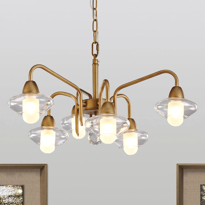 Modern Frosted Glass Chandelier - 6-Light Elliptical Pendant for Dining Room Lighting