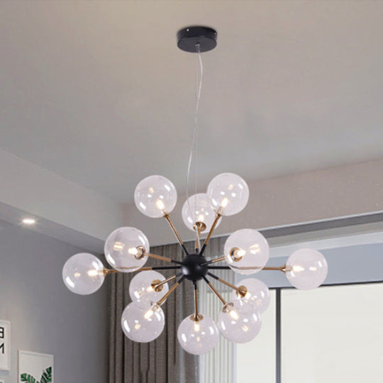 Modern 12-Light Clear Glass Sputnik Chandelier for Living Room - Simple Style