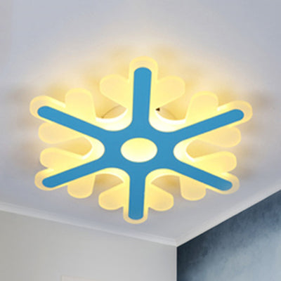 Acrylic Snowflake Flush Mount Ceiling Light For Kids Bedroom Blue / 16