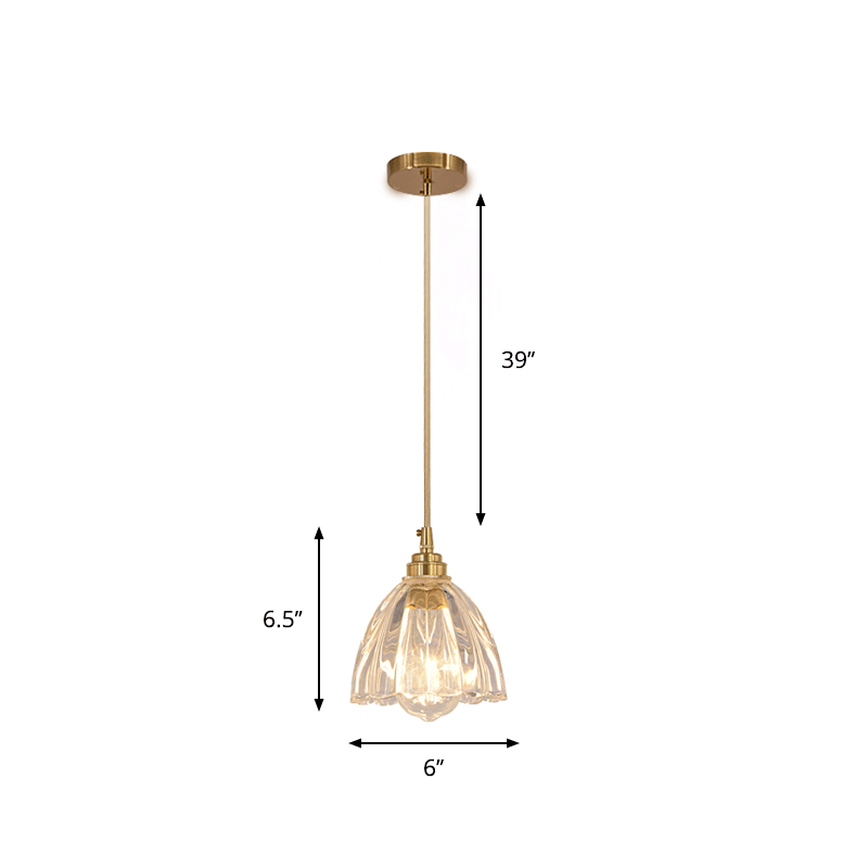 Rustic Clear Glass Shade Kitchen Bar Hanging Light With Brass Suspension Pendant