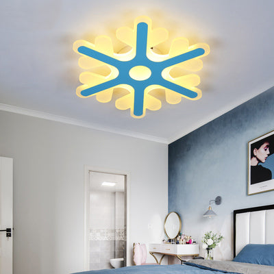 Acrylic Snowflake Flush Mount Ceiling Light For Kids Bedroom