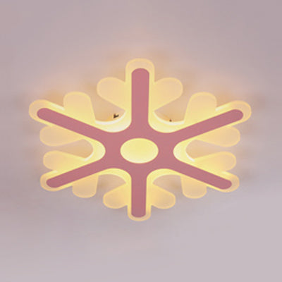 Acrylic Snowflake Flush Mount Ceiling Light For Kids Bedroom Pink / 16