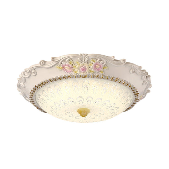 12/16 Country Style Led Sunflower/Rose Flush Light With Seeded Glass Shade