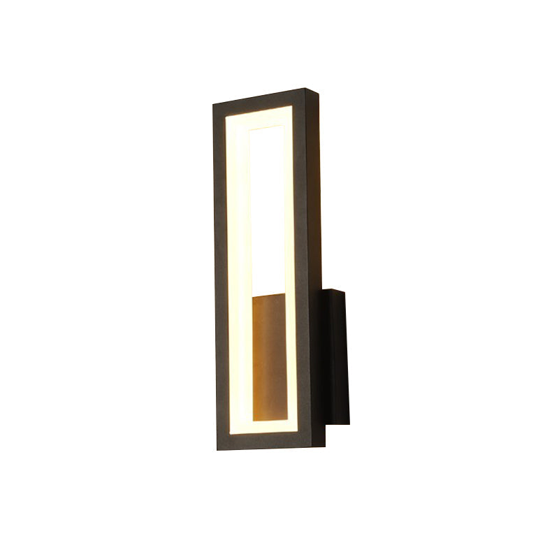 Rectangular Minimalist Led Metallic Wall Sconce Lamp In White/Black/Gold - White/Warm Light