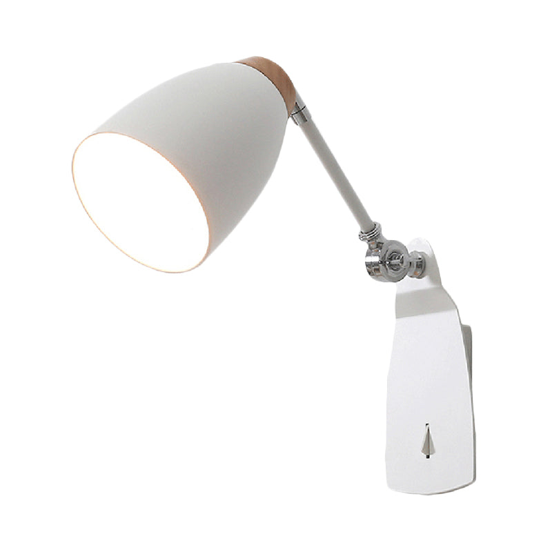 Modern Metal Cup Wall Mounted Light - Rotatable 1-Light Sconce Lamp White/Black Finish