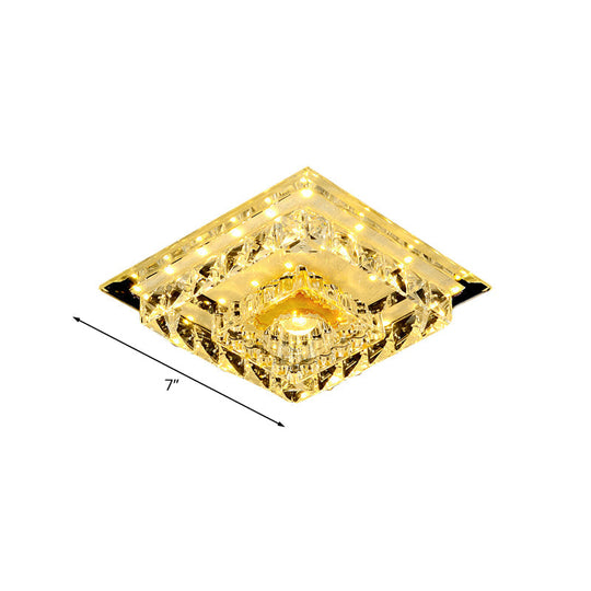 Modern Crystal LED Ceiling Light for Bedroom with Tiered Square Design - Warm/White Light