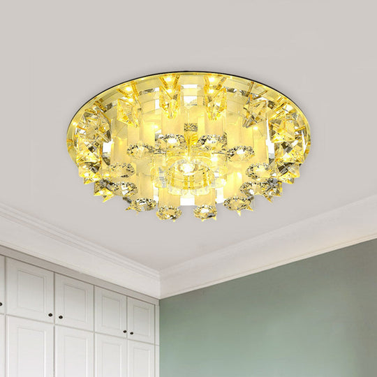 Yellow LED Crystal Ceiling Light Fixture | Petal Design | Bedroom Flush Mount Lamp