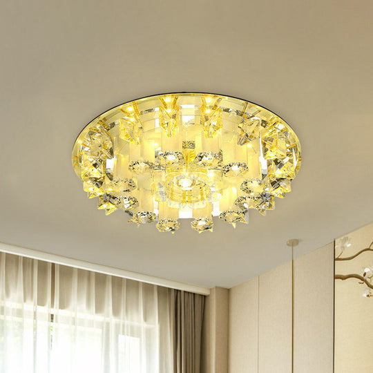 Yellow LED Crystal Ceiling Light Fixture | Petal Design | Bedroom Flush Mount Lamp